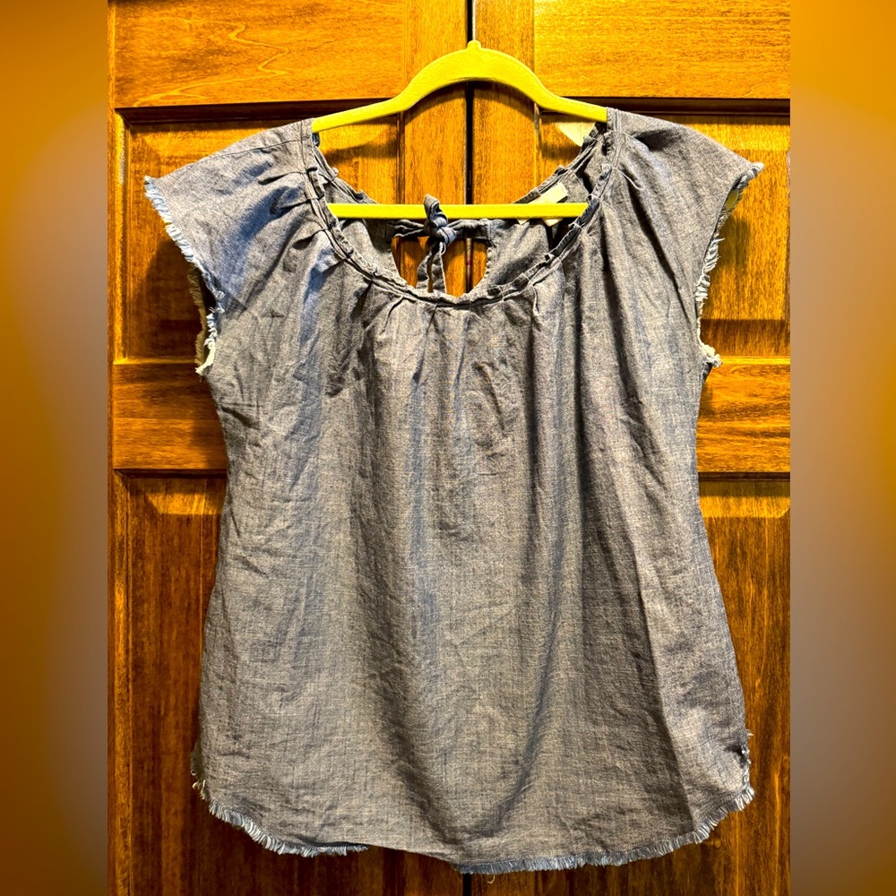Lauren Conrad small denim color wide neck shirt
